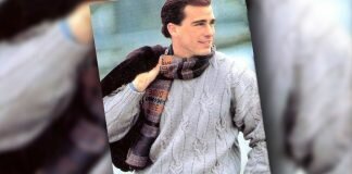 Мужской пуловер с «косами»